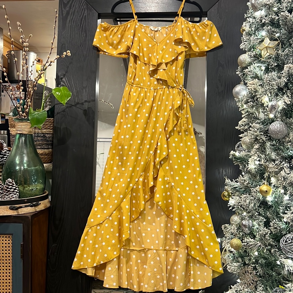 Mustard Yellow Polka Dress